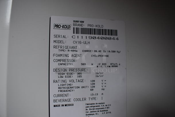 BRAND NEW! Pro-Kold CV16-ULH Metal Commercial Single Door Reach In Freezer Merchandiser w/ Poly Coated Racks. 120 Volts, 1 Phase. 30x28x79. Tested and Working! - Image 4 of 4