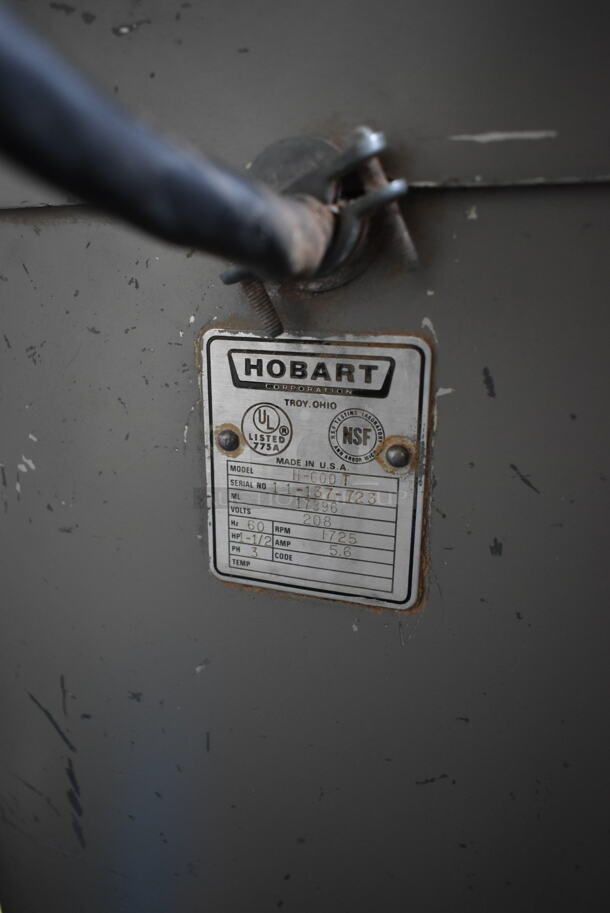 Hobart H-600T Metal Commercial Floor Style 60 Quart Planetary Dough Mixer w/ Stainless Steel Mixing Bowl and Paddle Attachment. 208 Volts, 3 Phase.  - Image 8 of 9