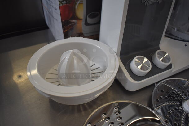 IN ORIGINAL BOX! Nutrichef NCFP8 Metal Countertop Food Processor w/ 2 Grating Blades and S Blade. 120 Volts, 1 Phase. 15x9x15 - Image 6 of 9