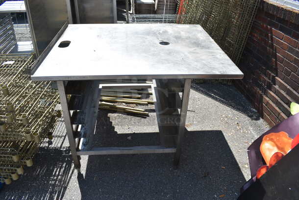 Steel Work Table With Pan Slides On Galvanized Legs