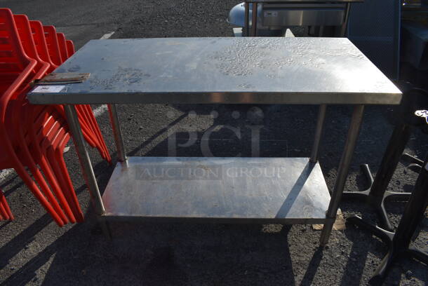 Stainless Steel Table w/ Can Opener Mount and Metal Under Shelf. 48x24x34