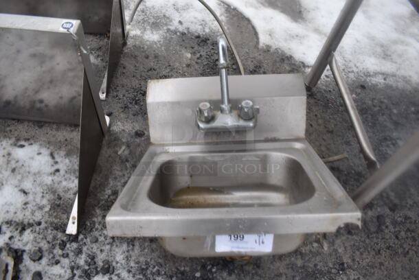 Stainless Steel Single Bay Wall Mount Sink w/ Faucet and Handles. 16x16x19 - Image 1 of 3