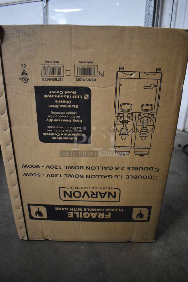 BRAND NEW IN BOX! Narvon Model OASIS 2-10 Metal Commercial Countertop 2 Hopper Slushie Machine. Each Hopper Has 2.6 Gallon Capacity. 120 Volts, 1 Phase. 17x22x34. Tested and Working! - Image 10 of 10