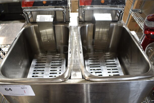 2024 Crosson CF-20 Stainless Steel Commercial Countertop Electric Powered 2 Bay Fryer w/ 2 Metal Fry Baskets. 120 Volts, 1 Phase. - Image 7 of 10