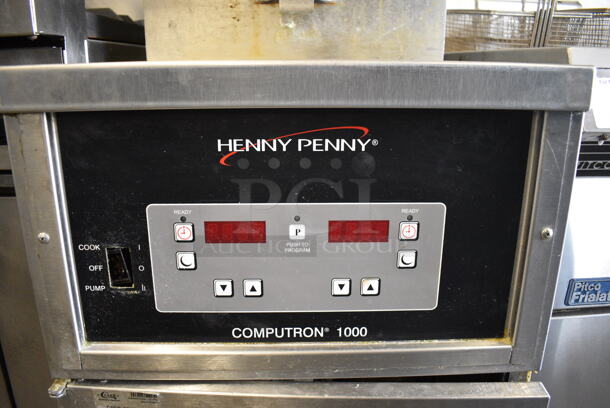 Henny Penny Model 600 Stainless Steel Commercial Floor Style Natural Gas Powered Pressure Fryer on Commercial Casters. 80,000 BTU. 18.5x38x49 - Image 6 of 7