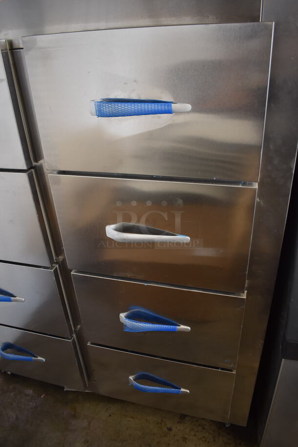 BRAND NEW! 2022 Traulsen RFS226N Commercial Stainless Steel Electric Two-Sectioned Drawered Fish/Poultry File Cooler With Plastic Pans And Perforated Inserts On Commercial Casters. 115V, 1 Phase. Tested And Working!  - Image 6 of 10
