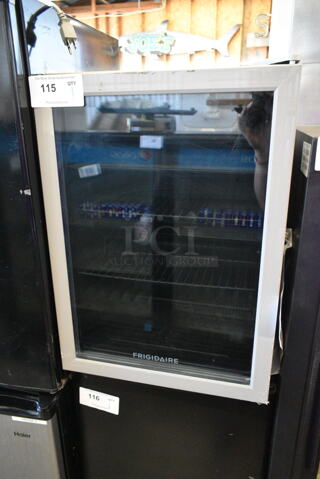 Frigidaire EFMIS9000 Metal Mini Cooler Merchandiser. See Pictures For Broken Glass Door Pane. 115 Volts, 1 Phase. Tested and Working! 