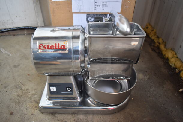 BRAND NEW IN BOX! Estella 348CG12 Electric Powered Stainless Steel Countertop Hard Cheese Grater. 120 Volts, 1 Phase. Tested and Working! - Image 1 of 7