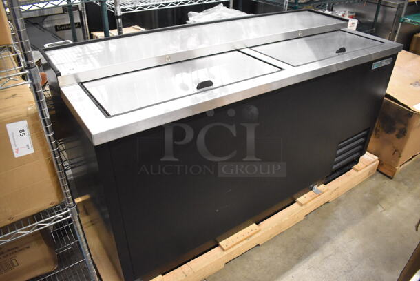 BRAND NEW! 2019 True TD-65-24-HC Stainless Steel Commercial Bottled Back Bar Cooler w/ 2 Sliding Lids. 115 Volts, 1 Phase. 64.5x27x33.5. Tested and Working!