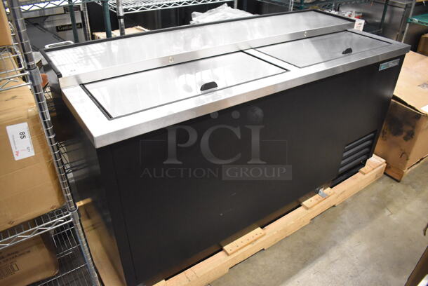 BRAND NEW! 2019 True TD-65-24-HC Stainless Steel Commercial Bottled Back Bar Cooler w/ 2 Sliding Lids. 115 Volts, 1 Phase. 64.5x27x33.5. Tested and Working! - Image 1 of 7