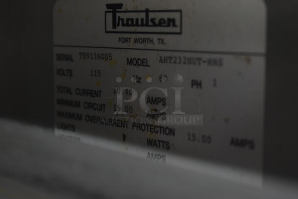 Traulsen AHT232NUT-ERS Stainless Steel Commercial 4 Half Size Reach In Cooler. 115 Volts, 1 Phase. Tested and Working! - Image 5 of 5