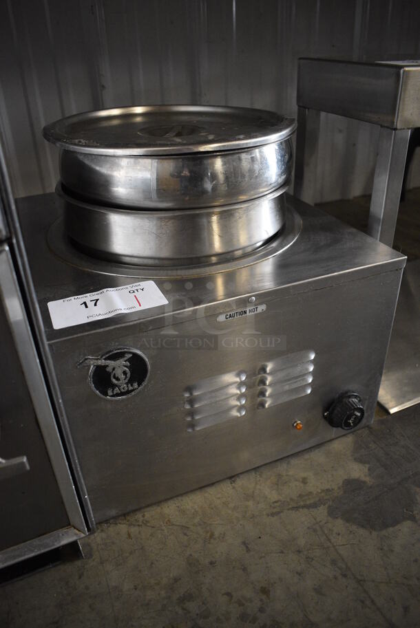 Eagle Stainless Steel Commercial Countertop Food Warmer w/ 2 Drop Ins and Lid. 14.5x16.5x15.5. Tested and Working! - Image 4 of 5