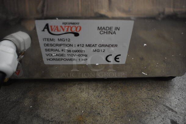 BRAND NEW SCRATCH AND DENT! Avantco Model MG12 Stainless Steel Commercial Countertop #12 Meat Grinder w/ Tray. 110 Volts, 1 Phase. 10x17x19.5. Tested and Working! - Image 6 of 7