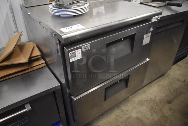 Everest Stainless Steel Commercial 2 Door Undercounter Cooler on Commercial Casters. 28x32x35. Tested and Powers On But Does Not Get Cold - Image 2 of 4