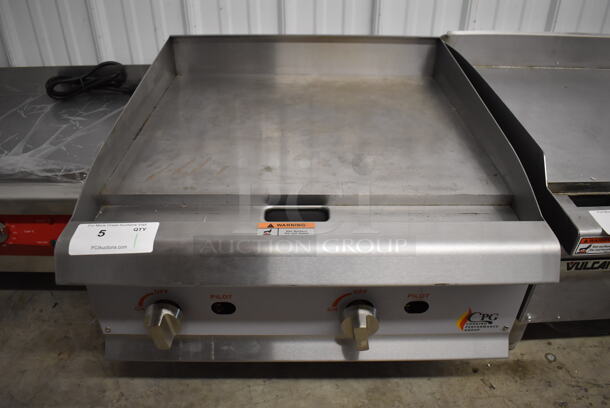 BRAND NEW SCRATCH AND DENT! CPG G24 351GMCPG24 Stainless Steel Commercial Countertop Natural Gas Powered Flat Top Griddle with Manual Controls. 60,000 BTU. 24x28x17. Tested and Working!