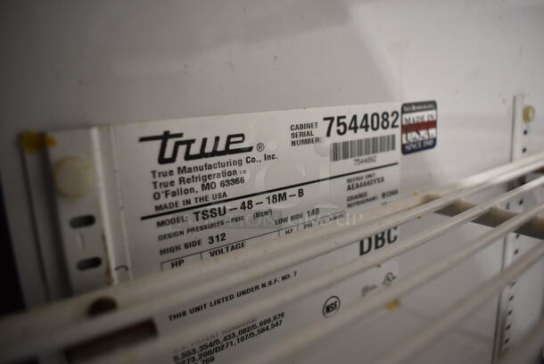 2012 True TSSU-48-18M-B Stainless Steel Commercial Sandwich Salad Prep Table Bain Marie Mega Top w/ 2 Tier Over Shelf on Commercial Casters. 115 Volts, 1 Phase. 48x36x69. Tested and Working! - Image 7 of 9