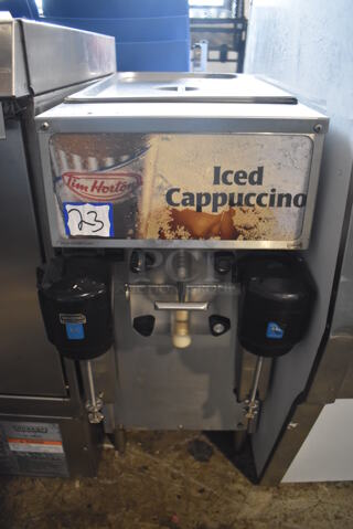 Tim Hortons Stainless Steel Commercial Countertop Iced Cappuccino Machine w. 2 Drink Mixing Heads. 13x32x30