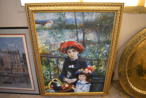 Framed Canvas Painting Reproduction of Two Sisters on the Terrace 1881 By Pierre-Auguste Renoir From Art Dealer Ed Mero! - Image 1 of 8