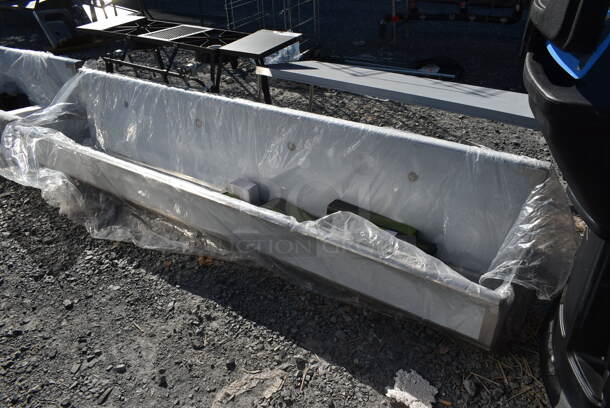 BRAND NEW SCRATCH AND DENT! Regency 600HSMSB1896 Stainless Steel Commercial Wall Mount Trough Style Sink.  - Image 1 of 4