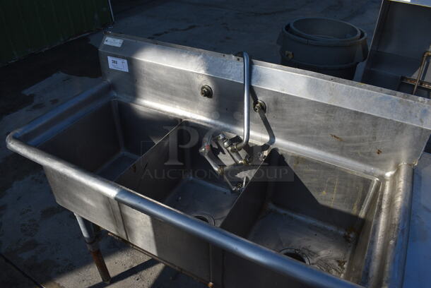 Stainless Steel Commercial 3 Bay Sink w/ Faucet and Handles. 48x22x43. Bays 14x16x11 - Image 2 of 5