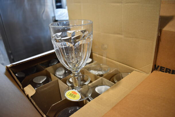 3 Boxes of 12 BRAND NEW IN BOX! Oneida Water Goblet Glasses. 3.5x3.5x7. 3 Times Your Bid!