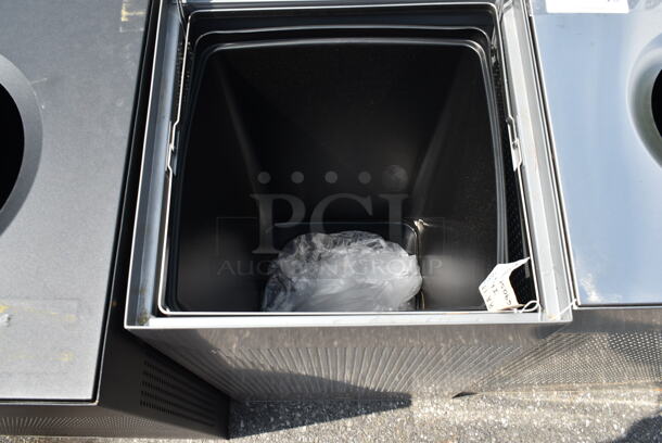 BRAND NEW SCRATCH AND DENT! Rubbermaid 690SC18EPLSM Silhouettes Metallic Silver Steel Designer Square Waste Receptacle - 20 Gallon - Image 4 of 6