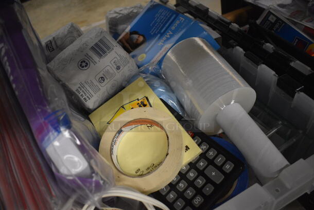 ALL ONE MONEY! Lot of 3 Clear Bins of Various Office Supplies! - Image 4 of 7