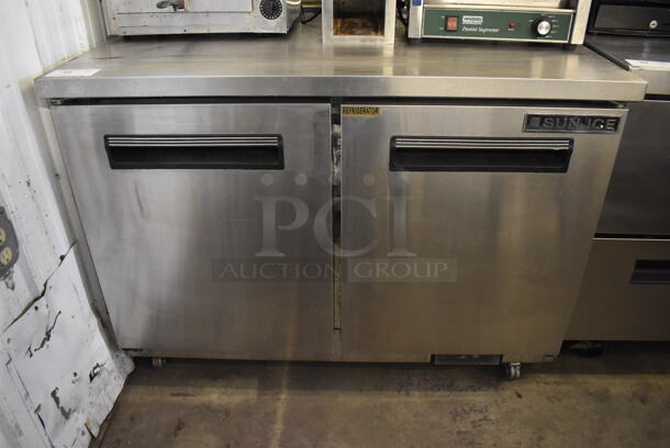 Sun Ice LSUNUR-48 Stainless Steel Commercial 2 Door Undercounter Cooler on Commercial Casters. 115 Volts, 1 Phase. 48x30x35. Tested and Powers On But Does Not Get Cold - Image 4 of 7