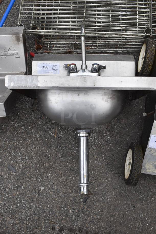 Stainless Steel Commercial Single Bay Wall Mount Sink w/ Faucet and Handles. - Image 1 of 1