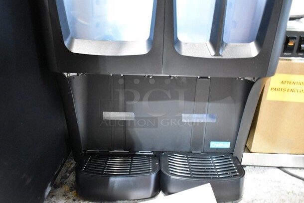 BRAND NEW SCRATCH AND DENT! 2022 Crathco C-3D-16 Metal Commercial Countertop G-Cool Focus Flavor Triple Bowl Premix Cold Beverage Dispenser with (1) 5 Gallon Hopper and (2) 2.4 Gallon Hoppers. Tested and Working! - Image 4 of 11