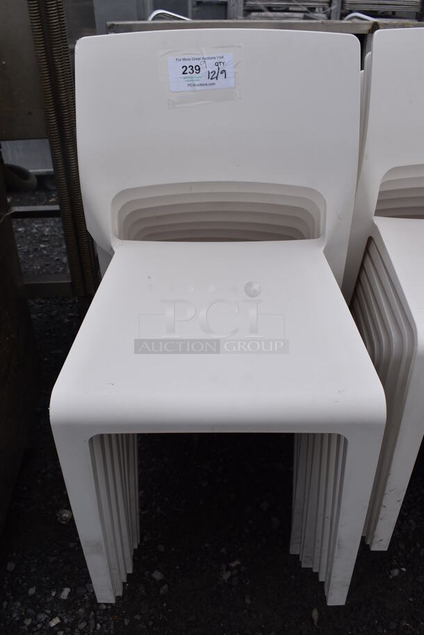 9 White Poly Dining Chairs. 17.5x18x31. 9 Times Your Bid!