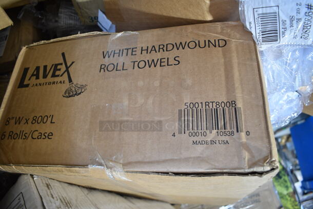 PALLET LOT of 26 BRAND NEW Boxes Including 347RSG2 Choice 2 oz. Clear Plastic Shot Glass - 2500/Case, 5001RT800B Lavex 8" White Hardwound Paper Towel, 800 Feet / Roll - 6/Case, 500CC16PLA EcoChoice 16 oz. PLA Compostable Plastic Cold Cup - 1000/Case, 500LFLAT Choice Clear Flat Lid with Straw Slot - 9, 12, 16, 20, and 24 oz. - 1000/Case, 999LFLAT Choice 9, 12, 16, 20, and 24 oz. Clear Flat Lid with Straw Slot - 50/Pack, 999RSG2 Choice 2 oz. Clear Plastic Shot Glass - 50/Pack, 500CC32P Choice Clear PET Plastic Cold Cup - 32 oz. - 500/Case, 394365XL Noble Products Powder-Free Disposable Vinyl Gloves for Foodservice - 1000/Case, 347TCL10 Choice 10 oz. Clear Disposable Plastic Tumbler - 500/Case, Acopa 20 oz Slanted Bowls, Environ Knives, Stainless Steel Beverage Holder Dispenser. 26 Times Your Bid!  - Image 2 of 12