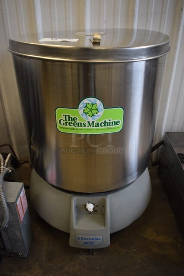 Electrolux Dito The Greens Machine Stainless Steel Commercial Floor Style Lettuce Spinner Salad Spinner on Commercial Casters. 25x25x32. Tested and Working! - Image 1 of 5