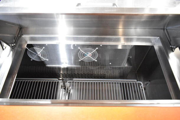2017 Migali C-SP72-18-HC Stainless Steel Commercial Sandwich Salad Prep Table Bain Marie Mega Top on Commercial Casters. 115 Volts, 1 Phase. Tested and Powers On But Does Not Get Cold - Image 5 of 10