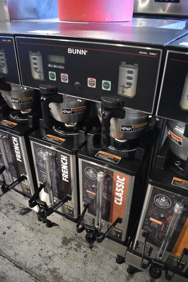2012 Bunn Model DUAL SH DBC Stainless Steel Commercial Countertop Dual Coffee Machine w/ 2 Stainless Steel Brew Baskets and 2 Bunn Model SH SERVER Satellite Servers. 120/208-240 Volts, 1 Phase. 18x24x36. Tested and Working! - Image 2 of 5