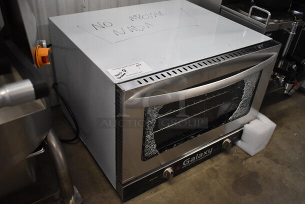 BRAND NEW SCRATCH AND DENT! Galaxy 177COE3H Stainless Steel Commercial Countertop Electric Powered Half Size Convection Oven. See Pictures For Broken Glass on Door. 120 Volts, 1 Phase. Tested and Working! - Image 3 of 6