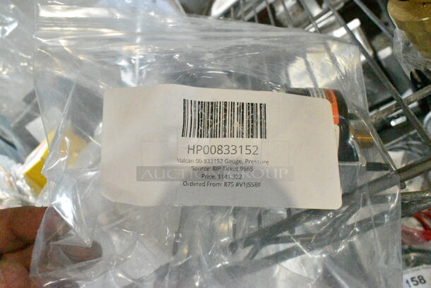 5 BRAND NEW SCRATCH AND DENT! Items Including HP00833152 Vulcan 00-833152 Gauge, Pressure, HP0091310201 Vulcan 00-913102-0176A I, KIT TIMER,SHAFT SEAL&KNOB, HP0085604200 Vulcan 00-856042-00001 Temp Probe, HP0042775900 Vulcan 00-427759-00001 Interface Bd, HP0085464600 Vulcan 00-854646-00001 Temp Probe. 5 Times Your Bid!  - Image 4 of 9