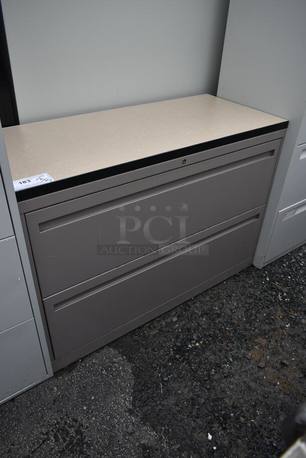 Gray Metal 2 Drawer Filing Cabinet. - Image 1 of 4