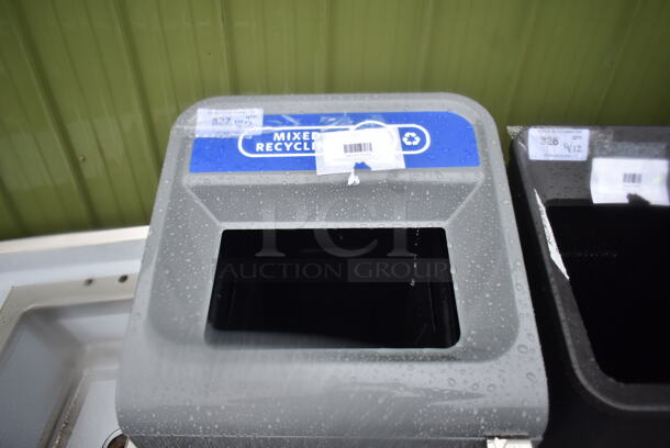 BRAND NEW SCRATCH AND DENT! Rubbermaid 6901961622GS Configure 23 Gallon Stenni Gray 1 Stream Mixed Recycling Indoor Square Recycling Container - Image 3 of 5