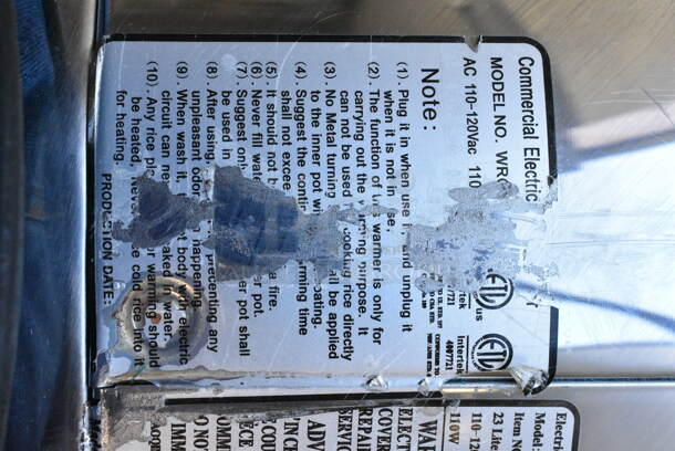 RDS-230 Stainless Steel Countertop Electric Rice Warmer. 110-120 Volts, 1 Phase. Tested and Working! - Image 5 of 6