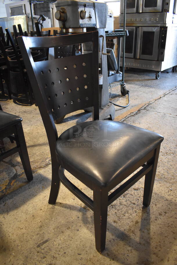 8 Black Wood Pattern Dining Chairs w/ Black Seat Cushion. Stock Picture - Cosmetic Condition May Vary. 17x22x35. 8 Times Your Bid! - Image 2 of 6