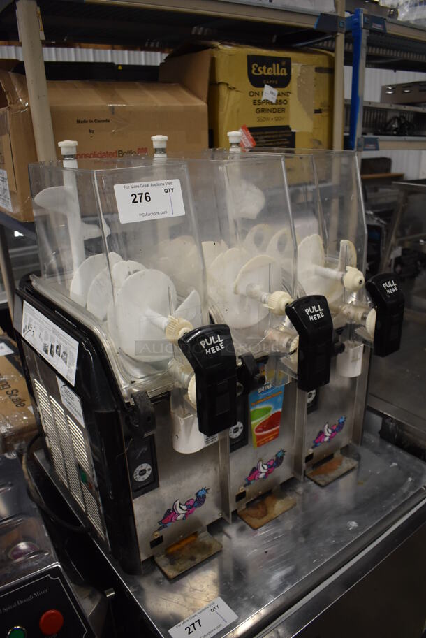 Elmeco FC3 Stainless Steel Commercial Countertop 3 Hopper Slushie Machine. Missing Lids. 115 Volts, 1 Phase. 25x24x28. Tested and Working! - Image 3 of 7
