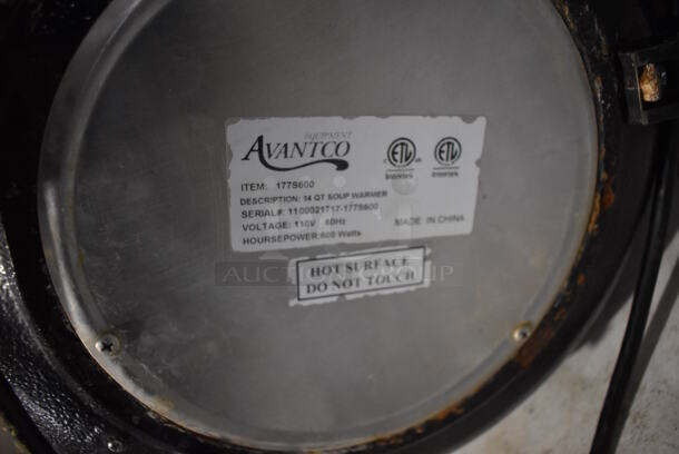 Avantco 177S600 Stainless Steel Commercial Countertop Soup Kettle Food Warmer. 110 Volts, 1 Phase. 17x17x15. Tested and Working! - Image 7 of 8