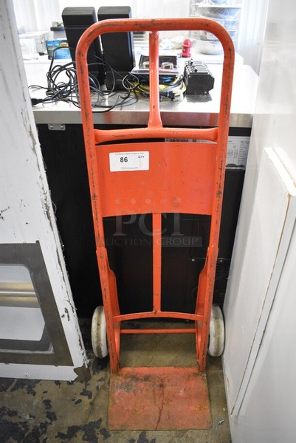 Orange Metal Hand Truck. 19x17x46.