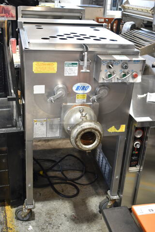 Biro 8325 Stainless Steel Commercial Floor Style Meat Mixer Grinder on Commercial Casters. 230 Volts. 