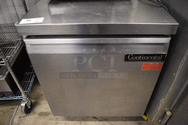 Continental SWF27 Stainless Steel Commercial Single Door Undercounter Freezer on Commercial Casters. 115 Volts, 1 Phase. 27.5x30x35. Tested and Powers On But Does Not Get Cold