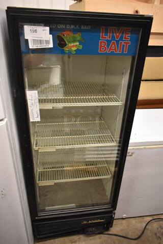 True GDM-12 Metal Commercial Single Door Reach In Cooler Merchandiser w/ Poly Coated Racks. 115 Volts, 1 Phase. Tested and Powers On But Does Not Get Cold