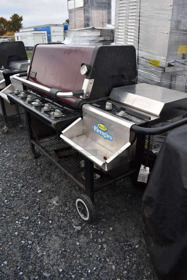 Weber Summit 270000 Metal Outdoor Propane Gas Powered Grill w/ Right Side Single Burner Range on Commercial Casters. Comes w/ Cover. 78x28x46 - Image 4 of 10
