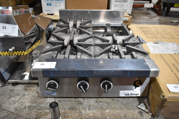 BRAND NEW SCRATCH AND DENT! 2024 Garland UTOGP4-4 Stainless Steel Commercial Countertop Liquid Propane Heavy-Duty 4 Burner Countertop 24" Range. One Grate Missing. - Image 1 of 11