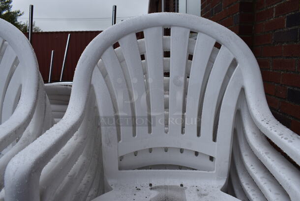 10 BRAND NEW SCRATCH AND DENT! Grosfillex 49092004 / US092004 Pacific White Fanback Stacking Resin Armchair. 23x21x35.5. 10 Times Your Bid! - Image 3 of 6